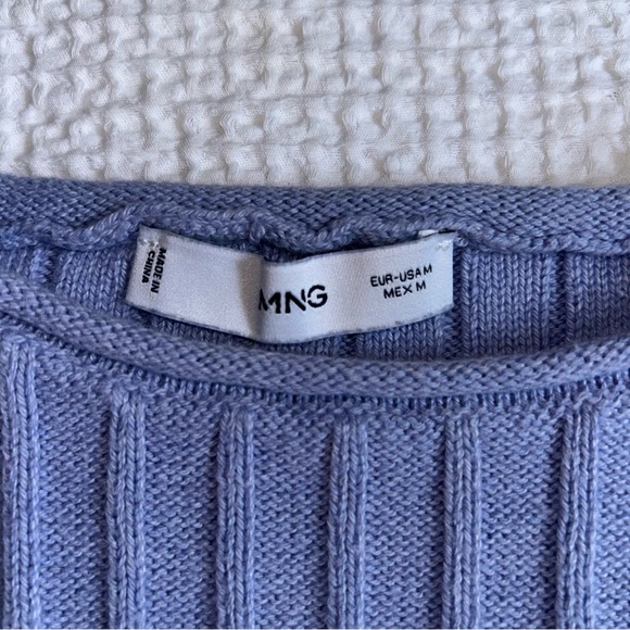Mango Ribbed Knit Top in Light Blue - Picture 2 of 3